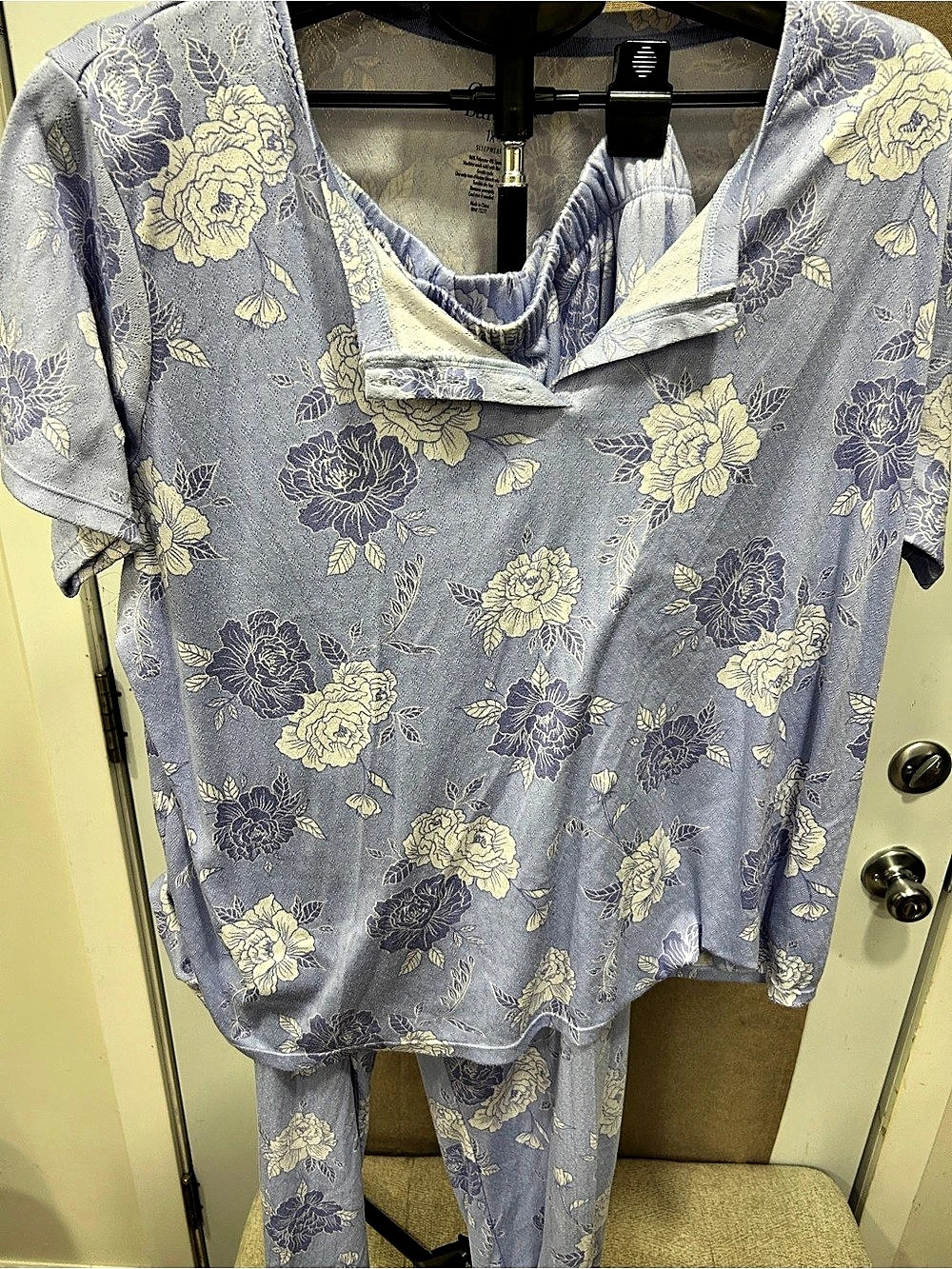 Croft & Barrow Floral Pajama Set Blue & White Size 1X